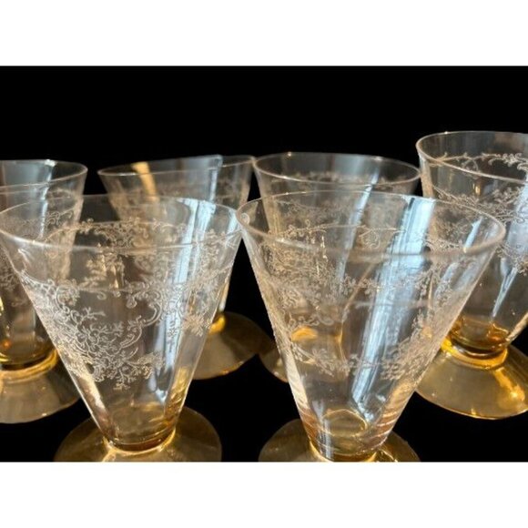 Set of 6 Tiffin-Franciscan Juice Glass Julia Amber Stem and Foot - Picture 5 of 8